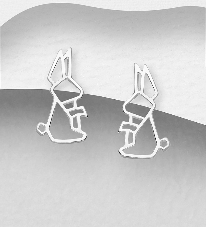 706-26967 - Wholesale 925 Sterling Silver Origami Rabbit Push-Back Earrings