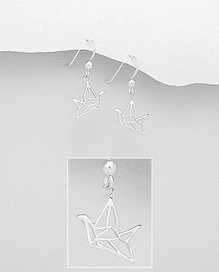 706-26970 - Wholesale 925 Sterling Silver Origami Bird Earrings