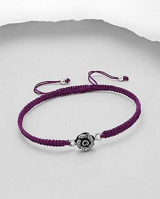 706-26975 - Wholesale 925 Sterling Silver Flower with Adjustable Thread Bracelet