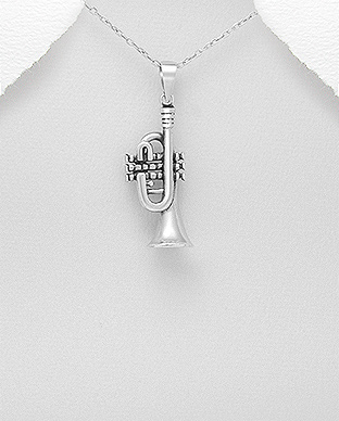 706-27056 - Wholesale 925 Sterling Silver Trumpet Pendant