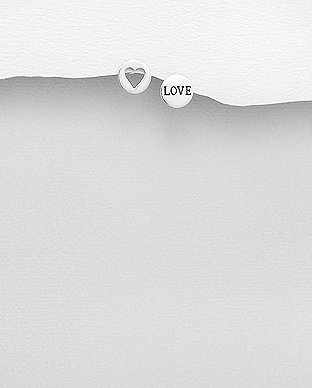 706-27105 - Wholesale 925 Sterling Silver Heart And LOVE Push-Back Earrings