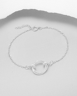 706-27239 - Wholesale 925 Sterling Silver Interlock Circles Bracelet