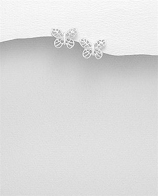 706-27300 - Wholesale 925 Sterling Silver Butterfly Push-Back Earrings