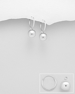 706-27316 - Wholesale 925 Sterling Silver Ball Hoop Earrings