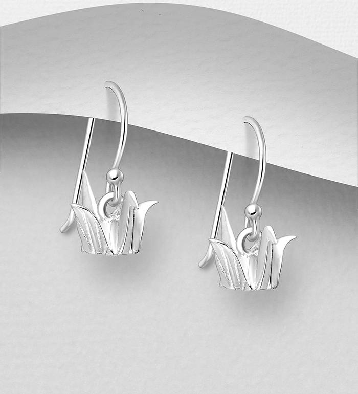 706-27320 - Wholesale 925 Sterling Silver Origami Bird Hook Earrings