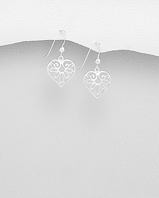 706-27369 - Wholesale 925 Sterling Silver Heart Hook Earrings