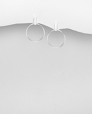 706-27403 - Wholesale 925 Sterling Silver Bar And Circle Push-Back Earrings