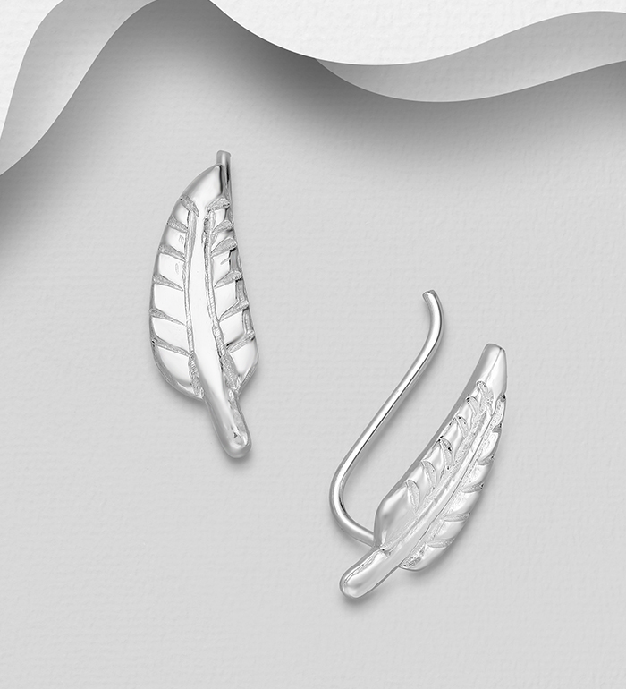 706-27430 - Wholesale 925 Sterling Silver Leaf Ear Pins