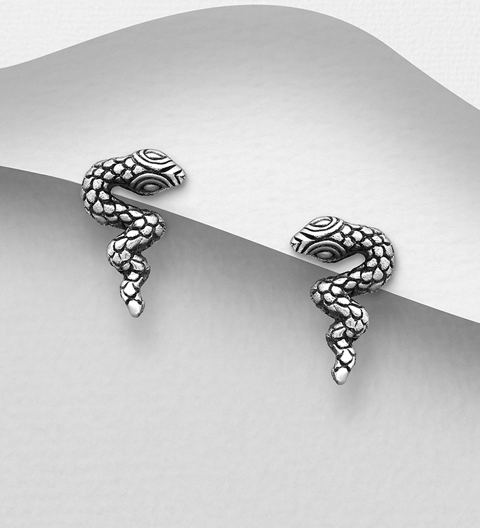 706-27448 - Wholesale 925 Sterling Silver Snake Push-Back Earrings