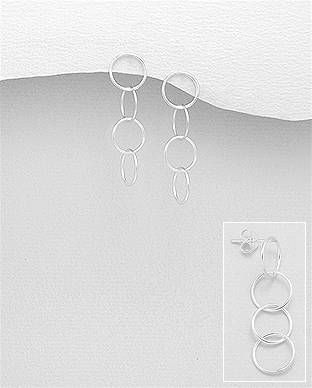706-27449 - Wholesale 925 Sterling Silver Circle Links Push-Back Earrings