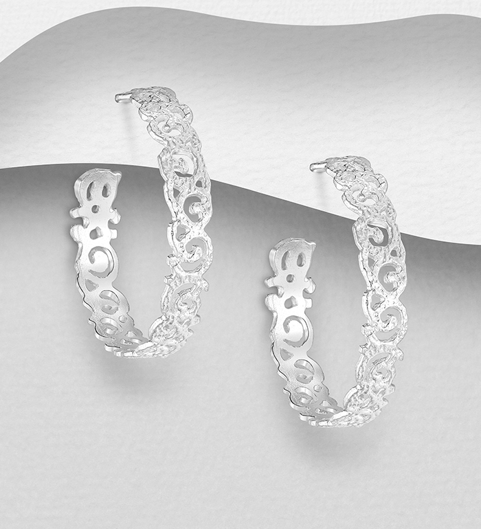 706-27488 - Wholesale 925 Sterling Silver Swirl Push-Back Earrings