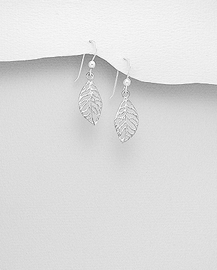706-27544 - Wholesale 925 Sterling Silver Leaf Hook Earrings