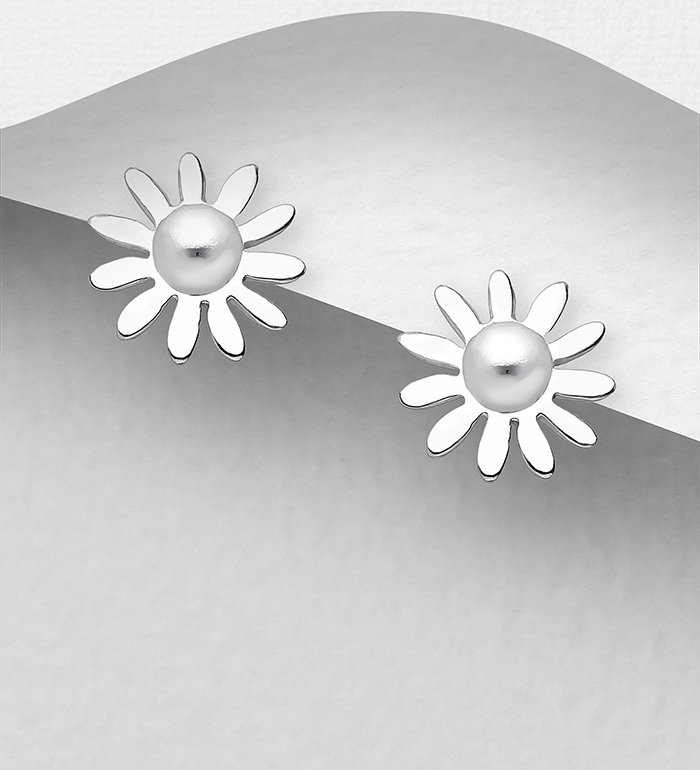 706-27546 - Wholesale 925 Sterling Silver Flower Push-Back Earrings