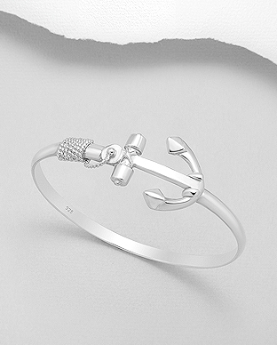 706-27665 - Wholesale 925 Sterling Silver Anchor Bangle