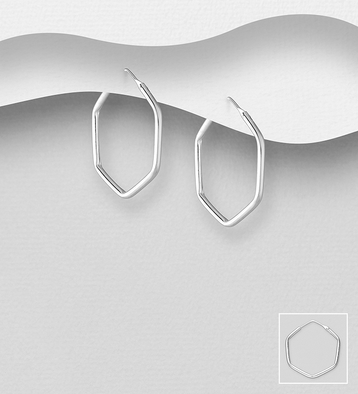 706-27706 - Wholesale 925 Sterling Silver Hexagon Hoop Earrings