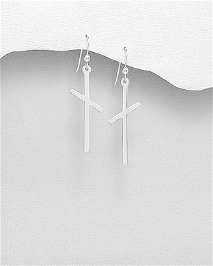 706-27764 - Wholesale 925 Sterling Silver Cross Hook Earrings