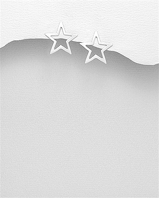 706-27772 - Wholesale 925 Sterling Silver Star Push-Back Earrings