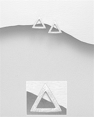 706-27773 - Wholesale 925 Sterling Silver Matte Triangle Push-Back Earrings