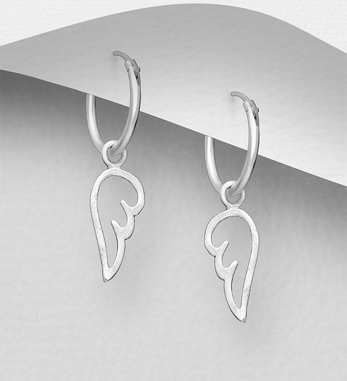 706-27810 - Wholesale 925 Sterling Silver Wings Hoop Earrings