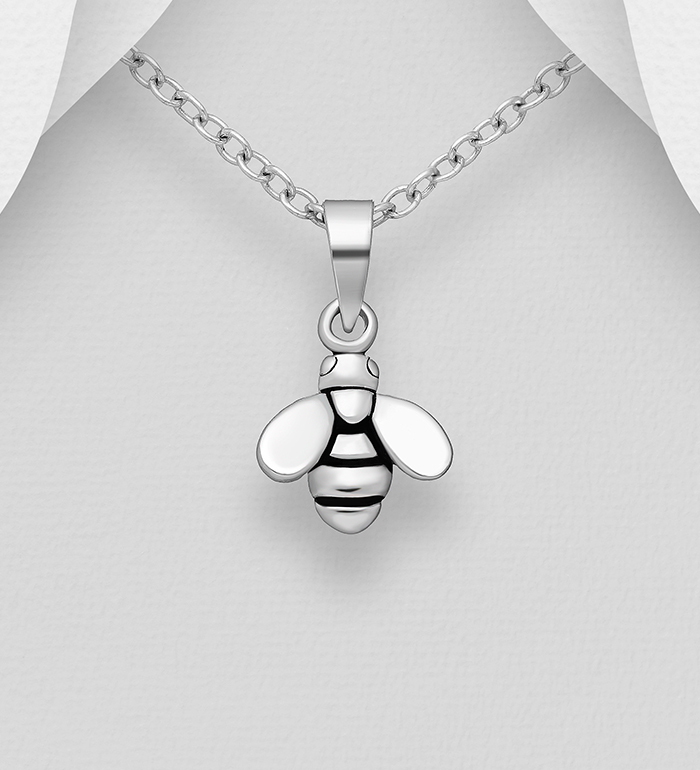 706-27824 - Wholesale 925 Sterling Silver Oxidized Bee Pendant