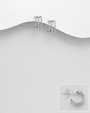 706-27833 - Wholesale 925 Sterling Silver Oxidized Push-Back Earrings