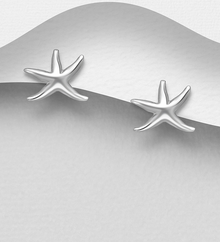 706-27849 - Wholesale 925 Sterling Silver Starfish Push-Back Earrings