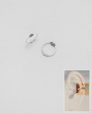 706-27895 - Wholesale 925 Sterling Silver Oxidized Ear Cuffs
