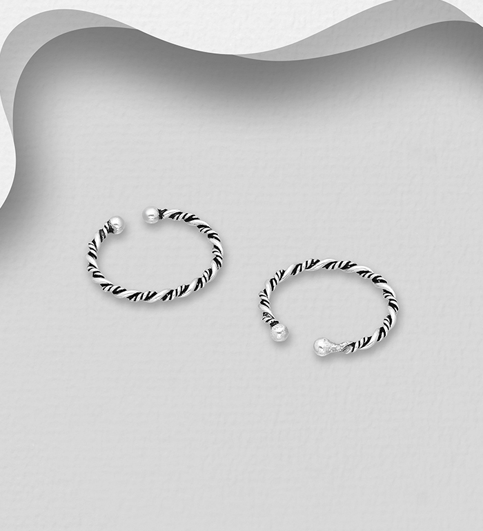 706-27897 - Wholesale 925 Sterling Silver Oxidized Ear Cuffs