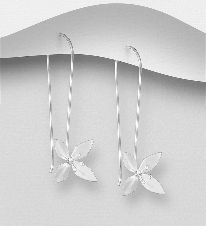 706-27963 - Wholesale 925 Sterling Silver Flower Hook Earrings