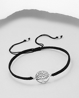 706-27967 - Wholesale 925 Sterling Silver Tree of Life Adjustable Bracelet