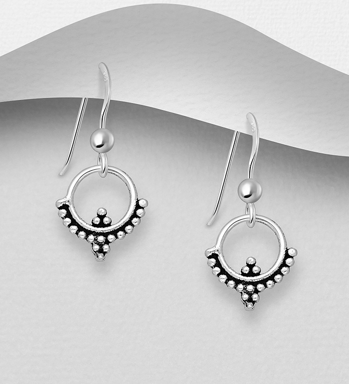 706-28009 - Wholesale 925 Sterling Silver Oxidized Hook Earrings