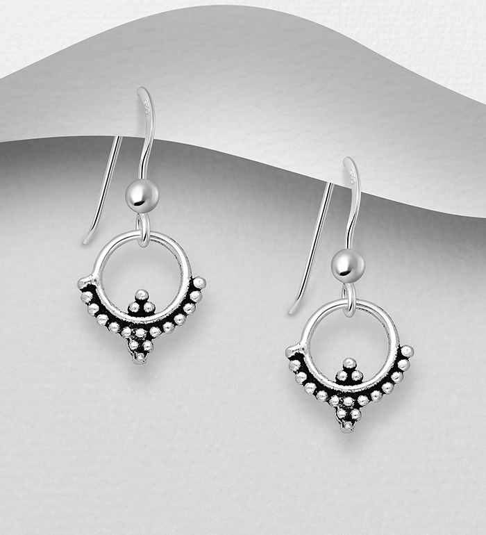 706-28009 - Wholesale 925 Sterling Silver Oxidized Hook Earrings