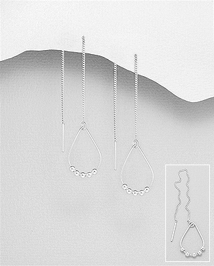 706-28022 - Wholesale 925 Sterling Silver Ball Threader Earrings