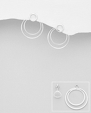 706-28080 - Wholesale 925 Sterling Silver Circle Jacket Earrings