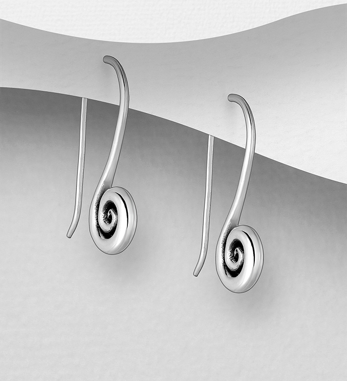 706-28089 - Wholesale 925 Sterling Silver OXidized Coil Hook Earrings