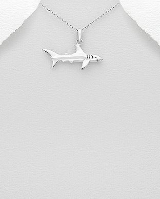 706-28112 - Wholesale 925 Sterling Silver Shark Pendant