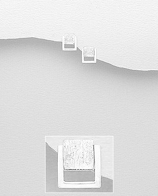 706-28132 - Wholesale 925 Sterling Silver Matte Square Push-Back Earrings