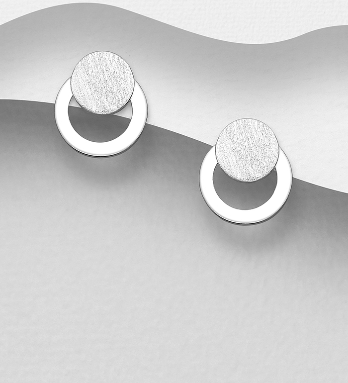 706-28133 - Wholesale 925 Sterling Silver Matte Circle Push-Back Earrings