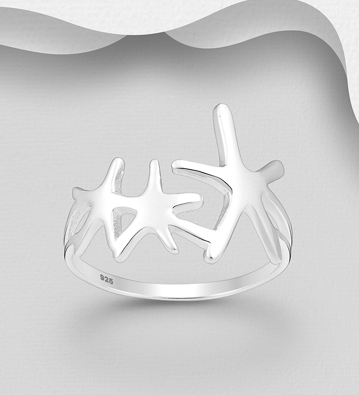 706-28134 - Wholesale 925 Sterling Silver Starfish Ring