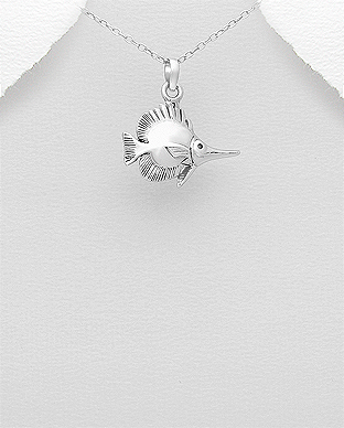 706-28220 - Wholesale 925 Sterling Silver Oxidixed Fish Pendant