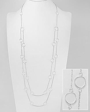 706-28227 - Wholesale 925 Sterling Silver Circle Long Necklace