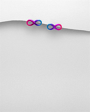 706-28246 - Wholesale 925 Sterling Silver Infinity Push-Back Earrings Decorated With Colored Enamel