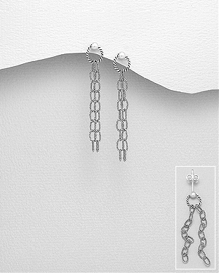 706-28293 - Wholesale 925 Sterling Silver Oxidized Push-Back Earrings