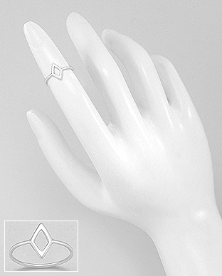 706-28311 - Wholesale 925 Sterling Silver Rhombus Knuckle Ring