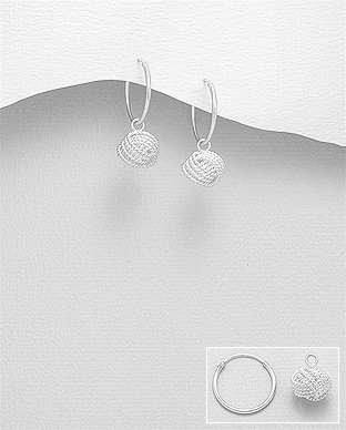 706-28320 - Wholesale 925 Sterling Silver Hoop Earrings Featuring Knot