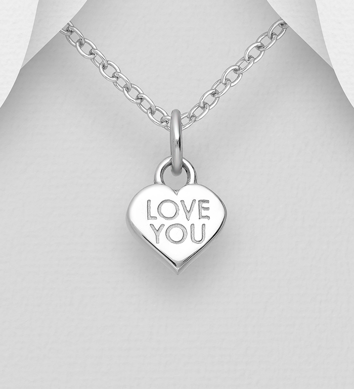 706-28343 - Wholesale 925 Sterling Silver Heart LOVE YOU Pendant