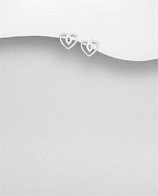 706-28352 - Wholesale 925 Sterling Silver Heart Push-Back Earrings