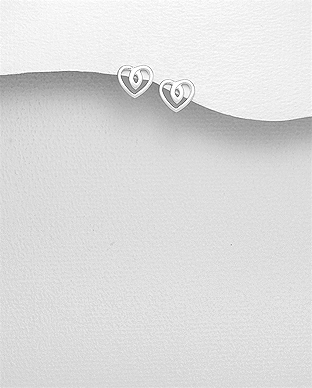 706-28352 - Wholesale 925 Sterling Silver Heart Push-Back Earrings