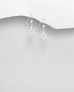 706-28405 - Wholesale 925 Sterling Silver Snowflake Hook Earrings