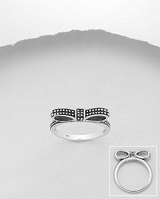706-28431 - Wholesale 925 Sterling Silver Oxidized Bow Ring